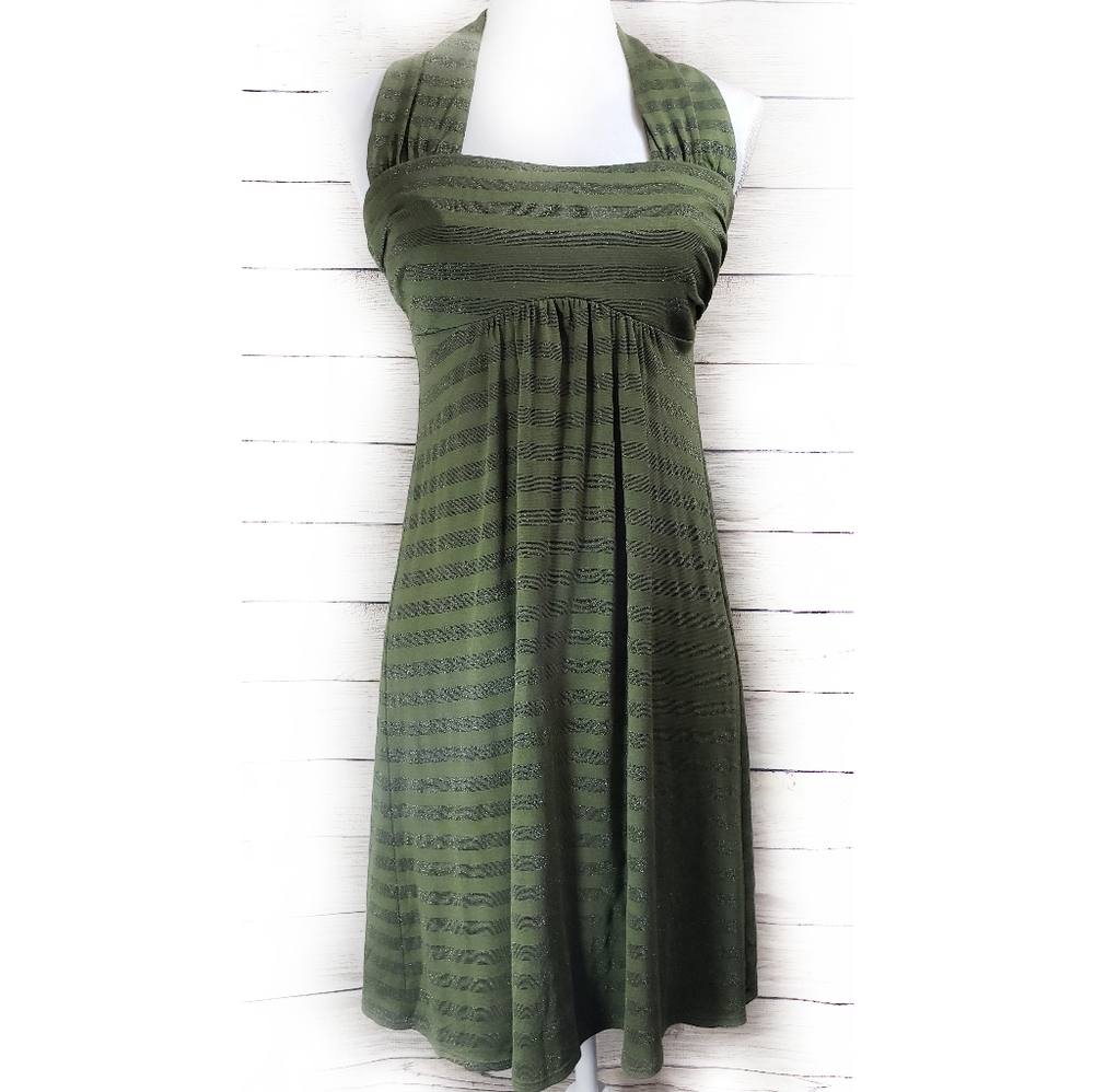 New! Vava by Joy Han Olive Stripe Sleeveless Dress